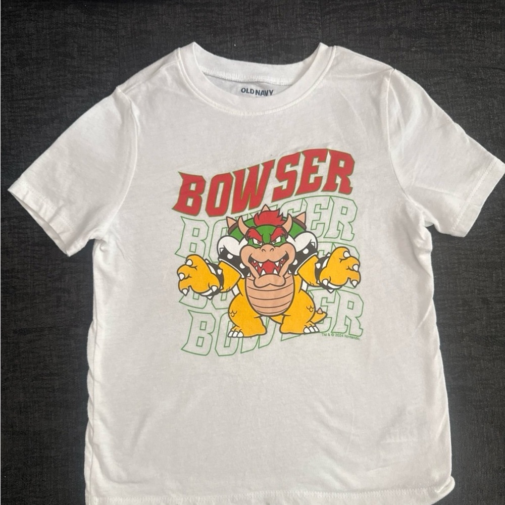 Old Navy Kids White Tee with Bowser Graphic